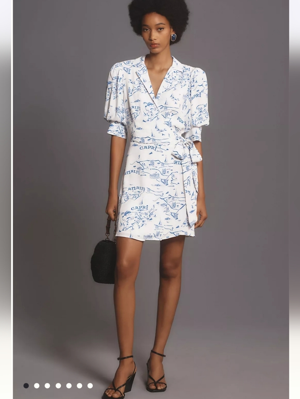 Anthropologie Maeve Short-Sleeve Collared Wrap Mini Dress